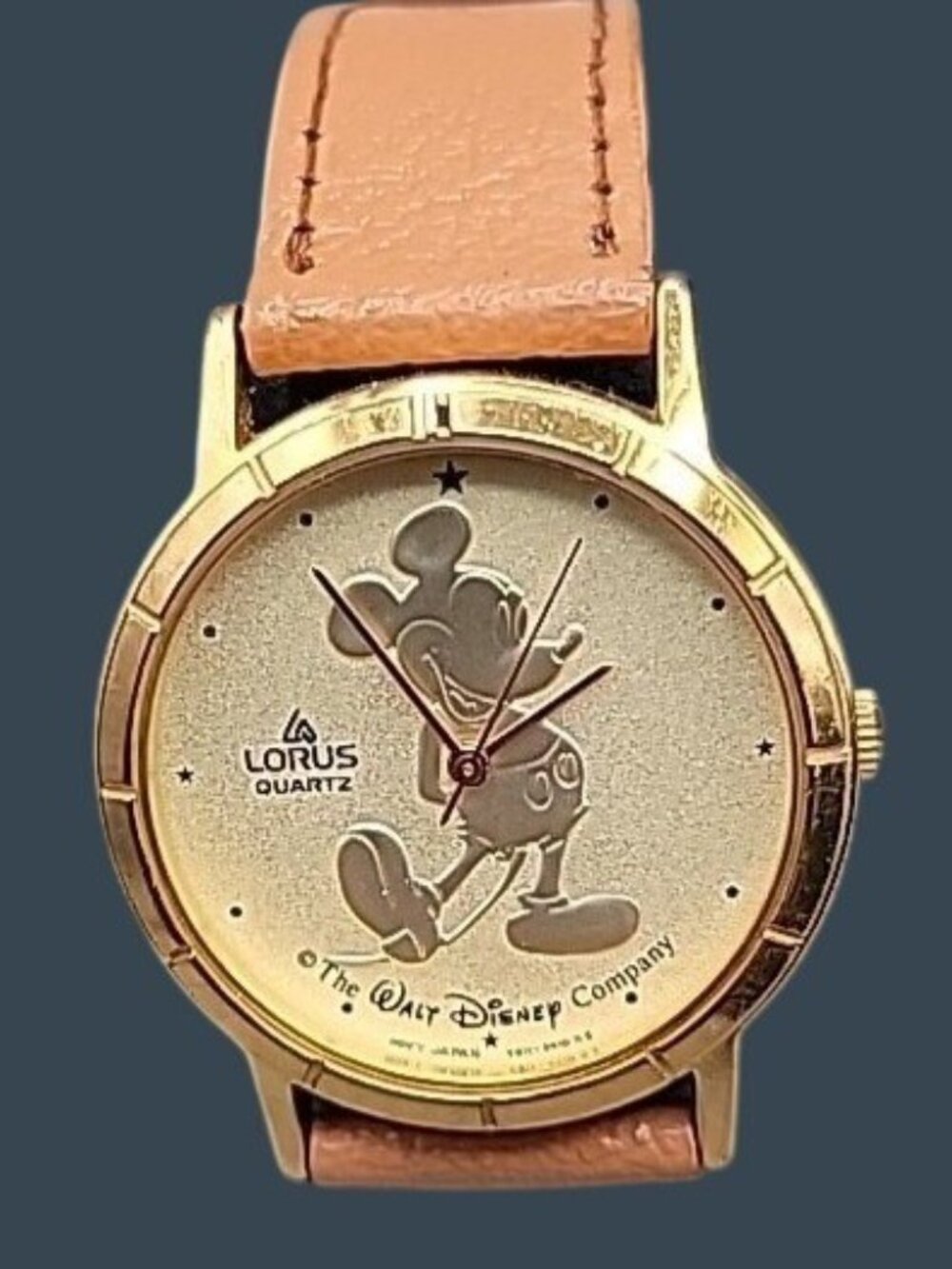 Vtg Lorus Seiko Mickey Mouse Quartz Watch V811-5410 Gold Tone 7" Leather Band - Picture 2 of 16